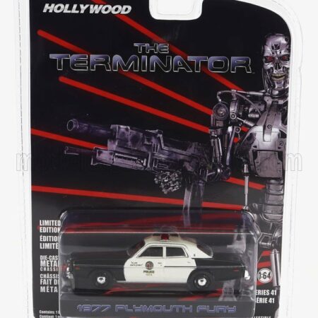 GREENLIGHT 1/64 PLYMOUTH | FURY METROPOLITAN POLICE 1977 - THE TERMINATOR | BLACK WHITE