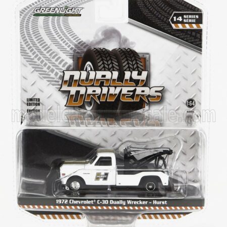 GREENLIGHT 1/64 CHEVROLET | C-30 PICK-UP WRECKER CARRO ATTREZZI - WRECKER ROAD SERVICE HURST 1972 | WHITE