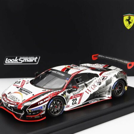 LOOKSMART 1/43 FERRARI | 488 GT3 EVO 3.9L TURBO V8 TEAM WTM PHOENIX RACING N 22 24h NURBURGRING 2021 INDY DONTJE - DANIEL KEILWITZ - JOCHEN KRUMBACH - GEORG WEISS | WHITE RED BLACK