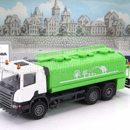 BREKINA PLAST 1/87 SCANIA | P124.860 TANKER TRUCK 3-ASSI 1988 | GREEN WHITE