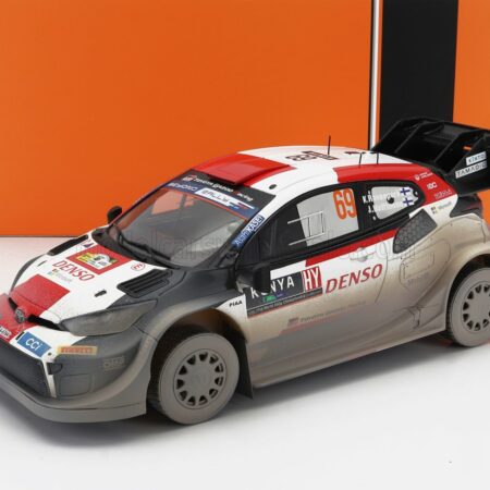 IXO-MODELS 1/18 TOYOTA | YARIS GR HYBRID RALLY1 TEAM TOYOTA GAZOO RACING WRT (dirty version) N 69 2nd RALLY SAFARI 2023 KALLE ROVANPERA - JONNE HALTTUNEN | WHITE RED BLACK