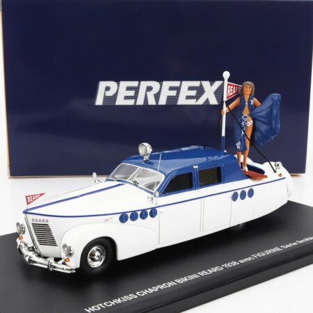 PERFEX 1/43 HOTCHKISS | CHAPRON BIKINI REARD WITH FIGURE BOAT ANFIBIO 1938 | WHITE BLUE