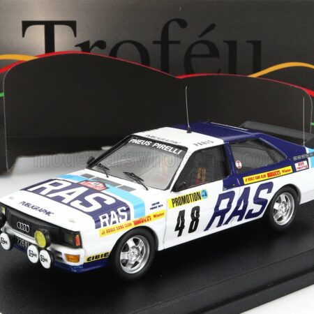 TROFEU 1/43 AUDI | QUATTRO (night version) N 48 RALLY MONTECARLO 1983 PIERRE BOS - NICO DEMUTH | WHITE 2 TONE BLUE