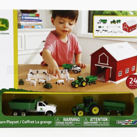 BRITAINS 1/64 ACCESSORIES | SET FARM TOYS WITH TRACOR + TRAILER AND TRUCK | GREEN WHITE