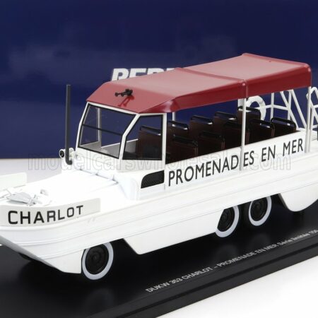 PERFEX 1/43 GMC | DUKW CCKW 353 CHARLOT TRUCK BOAT PROMENADES EN MER ANFIBIO GOMMATO 3-ASSI 1965 | WHITE RED