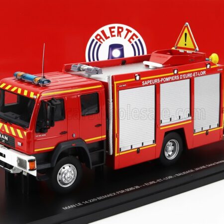 ALERTE 1/43 MAN | LE 14.220 TANKER TRUCK DOUBLE CABINE BEMAEX FSR SDIS 28 SAPEURS POMPIERS D'EURE ET LOIR 2004 | RED GREY