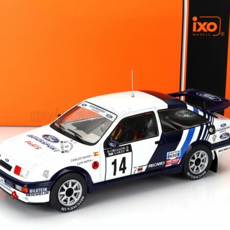 IXO-MODELS 1/24 FORD ENGLAND | SIERRA RS COSWORTH TEAM FORD MOTORSPORTS N 14 6th RALLY 1000 LAKES 1988 CARLOS SAINZ - LUIS MOYA | WHITE BLUE