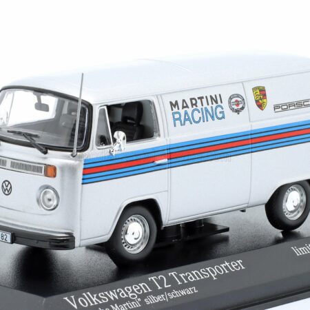 MINICHAMPS 1/43 VOLKSWAGEN | T2 DELIVERY VAN PORSCHE RENNDIENST MARTINI RACING DESIGN 1972 | SILVER