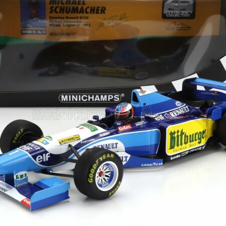 MINICHAMPS 1/18 BENETTON | F1 B195 TEAM MILD SEVEN RENAULT N 1 WORLD CHAMPION WINNER BELGIUM GP 1995 MICHAEL SCHUMACHER | BLUE YELLOW