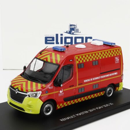 ELIGOR 1/43 RENAULT | MASTER VAN VSAV SDIS 35 VEHICULE DE SECOURS ET D'ASSISTANCE AUX VICTIMES SAPEURS POMPIERS 2019 | RED YELLOW