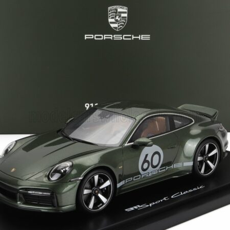 SPARK-MODEL 1/18 PORSCHE | 911 992 SPORT CLASSIC N 60 COUPE 2022 - CON VETRINA - WITH SHOWCASE | OAK GREEN