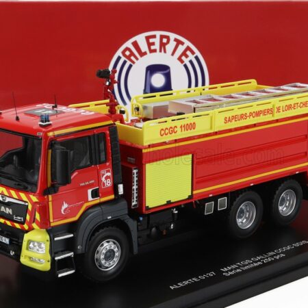 ALERTE 1/43 MAN | TGS 28.400 TANKER TRUCK GALLIN CCGC SDIS 41 SAPEURS POMPIERS DE LOIR ET CHER 2020 | RED YELLOW