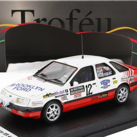 TROFEU 1/43 FORD ENGLAND | SIERRA XR 4x4 (night version) N 12 RALLY NATIONAL BREAKDOWN 1987 PHIL COLLINS - BRIAN THOMAS | WHITE RED