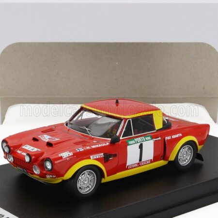 TROFEU 1/43 FIAT | 124 ABARTH (night version) N 1 2nd RALLY PORTUGAL 1975 HANNU MIKKOLA - JEAN TODT | RED YELLOW