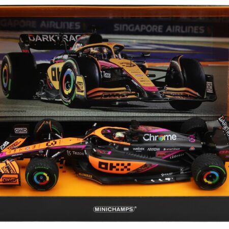 MINICHAMPS 1/18 McLAREN | F1  MCL36 MERCEDES TEAM MCLAREN N 3 5th SINGAPORE GP 2022 DANIEL RICCIARDO | ORANGE LIGHT BLUE