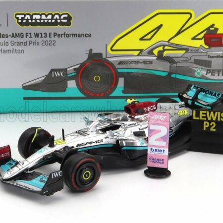 TARMAC 1/64 MERCEDES GP | F1 W13E TEAM MERCEDES-AMG PETRONAS F1 N 44 2nd BRAZILIAN GP 2022 LEWIS HAMILTON | SILVER GREEN