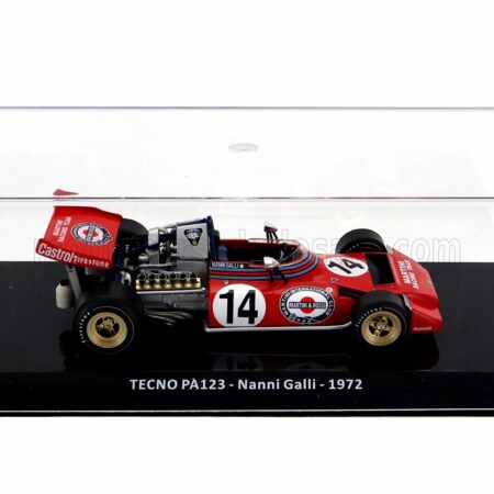 EDICOLA 1/24 TECNO | F1  PA123 TEAM MARTINI RACING N 14 SEASON 1972 NANNI GALLI - CON VETRINA - WITH SHOWCASE | RED