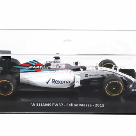 EDICOLA 1/24 WILLIAMS | F1  FW37 TEAM MARTINI RACING N 19 SEASON 2015 FELIPE MASSA - CON VETRINA - WITH SHOWCASE | WHITE BLUE RED