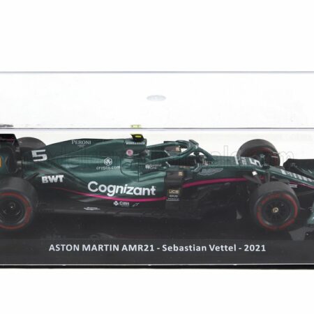 EDICOLA 1/24 ASTON MARTIN | F1  AMR21 MERCEDES M12 EQ POWER+ TEAM COGNIZANT FORMULA ONE N 5 SEASON 2021 SEBASTIAN VETTEL - CON VETRINA - WITH SHOWCASE | GREEN