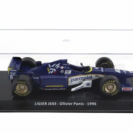 EDICOLA 1/24 LIGIER | F1  JS43 N 9 SEASON 1996 OLIVIER PANIS - CON VETRINA - WITH SHOWCASE | BLUE WHITE