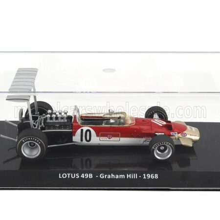 EDICOLA 1/24 LOTUS | F1  TYPE 49B N 10 WORLD CHAMPION SEASON 1968 GRAHAM HILL - CON VETRINA - WITH SHOWCASE | RED WHITE GOLD