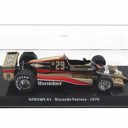 EDICOLA 1/24 ARROWS | F1  A1 WARTSEINER N 29 SEASON 1979 RICCARDO PATRESE - CON VETRINA - WITH SHOWCASE | GOLD BLACK RED