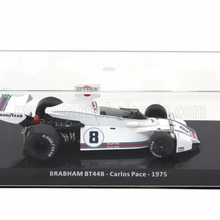 EDICOLA 1/24 BRABHAM | F1  BT44B TEAM MARTINI RACING N 8 SEASON 1975 CARLOS PACE - CON VETRINA - WITH SHOWCASE | WHITE