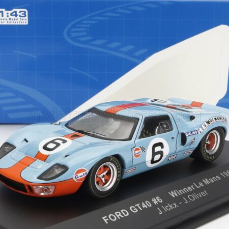 IXO-MODELS 1/43 FORD USA | GT40 4.9L V8 TEAM JW AUTOMOTIVE ENGINEERING N 6 WINNER 24h LE MANS 1969 J.ICKX - J.OLIVER | LIGHT BLUE ORANGE