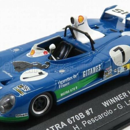 IXO-MODELS 1/43 MATRA SIMCA | MS670B 3.0L V12 TEAM MATRA SPORT N 7 WINNER 24h LE MANS 1974 H.PESCAROLO - G.LARROUSSE | BLUETTE GREEN WHITE