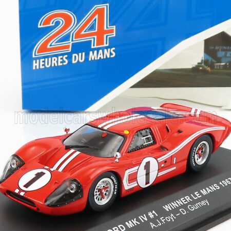 IXO-MODELS 1/43 FORD USA | GT40 MKIV 7.0L V8 TEAM SHELBY AMERICAN INC. N 1 WINNER 24h LE MANS 1967 A.J.FOYT - D.GURNEY | RED WHITE