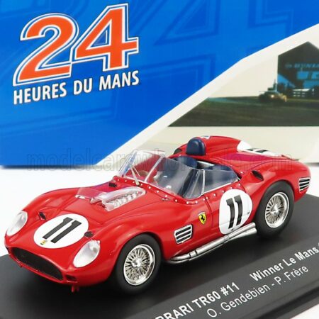 IXO-MODELS 1/43 FERRARI | 250TR TESTAROSSA 3.0L V12 SPIDER TEAM SCUDERIA FERRARI SPA N 11 WINNER 24h LE MANS 1960 P.FRERE - O.GENDEBIEN | RED