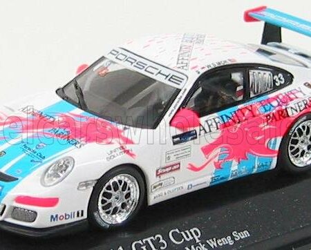 MINICHAMPS 1/43 PORSCHE | 911 GT3 N 33 CARRERA CUP ASIA MACAU 2007 M.WENG SUN | WHITE LIGHT BLUE RED