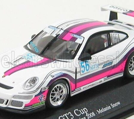 MINICHAMPS 1/43 PORSCHE | 911 GT3 N 56 SNOW RACING IMSA CHALLENGE SEBRING 2008 M.SNOW | WHITE PINK