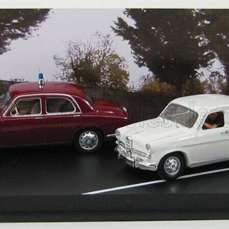 RIO-MODELS 1/43 ALFA ROMEO | SET ALT POLIZIA 1956 - 1900 - GIULIETTA WITH FIGURES | BORDEAUX WHITE