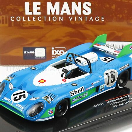 IXO-MODELS 1/43 MATRA SIMCA | MS670B 3.0L V12 TEAM EQUIPE MATRA-SIMCA SHELL N 15 WINNER 24h LE MANS 1972 - H.PESCAROLO - G.HILL | BLUETTE WHITE