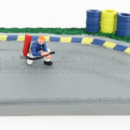 EDICOLA 1/43 DIORAMA | SOCCORRITORE STRADALE PISTA - FIREMAN RACE | GREY BLUE YELLOW