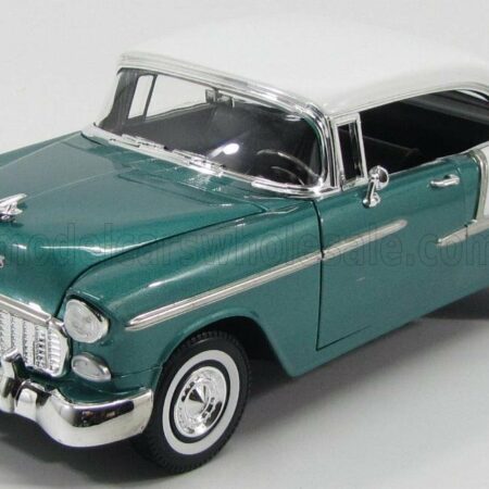 MOTOR-MAX 1/18 CHEVROLET | BEL AIR CABRIOLET CLOSED 1955 | GREEN MET WHITE