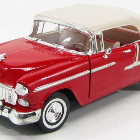 MOTOR-MAX 1/18 CHEVROLET | BEL AIR CABRIOLET CLOSED 1955 | RED CREAM