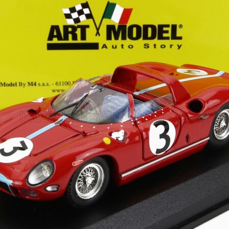 ART-MODEL 1/43 FERRARI | 330P SPIDER N 3 WINNER TOURIST TROPHY 1964 G.HILL | RED LIGHT BLUE