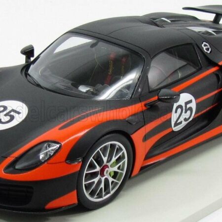 SPARK-MODEL 1/18 PORSCHE | 918 SPYDER N 25 WEISSACH PACKAGE 2013 | MATT BLACK ORANGE