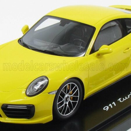 SPARK-MODEL 1/18 PORSCHE | 911 991-2 TURBO S COUPE 2015 - CON VETRINA - WITH SHOWCASE | YELLOW