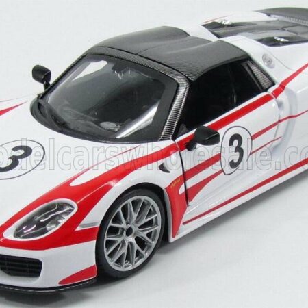 BURAGO 1/24 PORSCHE | 918 SPYDER SALZBURG RACING DESIGN N 3 WEISSACHPACKAGE 2013 | WHITE BLACK RED