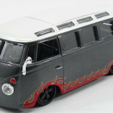 MAISTO 1/25 VOLKSWAGEN | T1 SAMBA MINIBUS CUSTOM 1967 | GREY MET WHITE