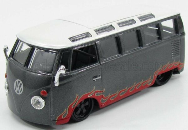 MAISTO 1/25 VOLKSWAGEN | T1 SAMBA MINIBUS CUSTOM 1967 | GREY MET WHITE